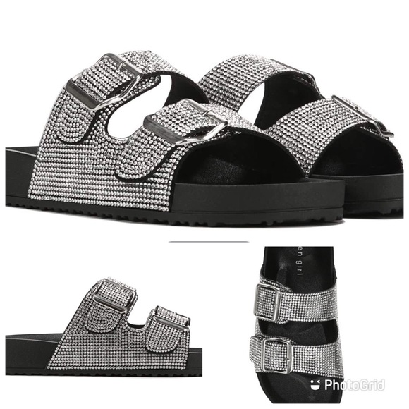 Madden Girl Shoes Madden Girl Glitter Slides Teddy Footbed Sandals